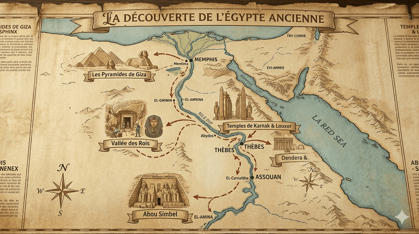 Découverte de l'Égypte — carte de l'Égypte ancienne